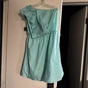 Chic One-Shoulder Light Blue Dress